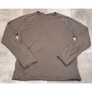 James Perse 1 Womens Size Small Taupe Pullover Top Tee LongSleeve Crew USA *Hole